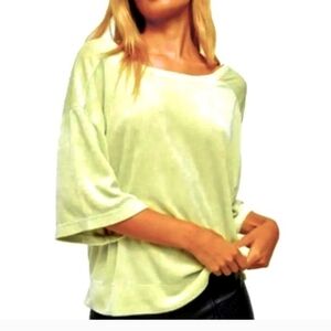 Free People Lime Glo Valerie Velour Top size Large PTP 28